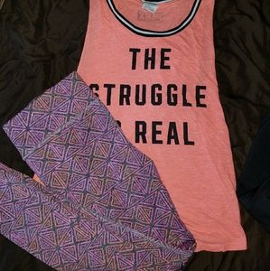 PINK yoga and muscle tank set